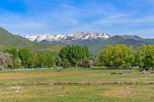View of mountain background with rural landscape
