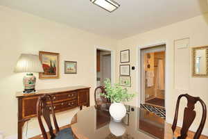 Dining room featuring a desk