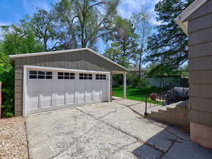 View of detached garage