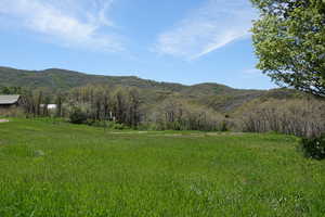 Mountain view with basketball court in common area