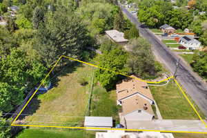 Aerial overview of property's location with property boundaries highlighted