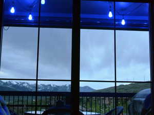 Night view of mountains from living room
