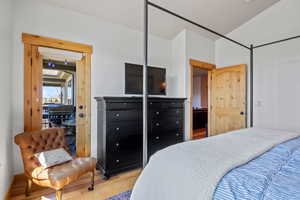 Bedroom featuring wood finished floors