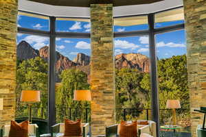 Exterior space with a mountain view