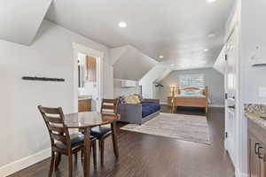 A dedicated space offers flexibility as a small dining area or home office setup with room for a table or desk.