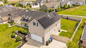 NEW Picture: Aerial view of new roof & Solar panels.