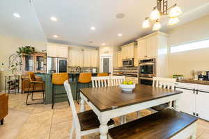 Dining room with recessed lighting