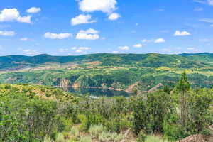 Mountain view with a large body of water