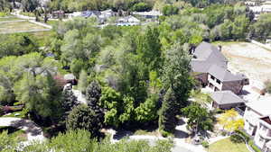 Aerial perspective of suburban area