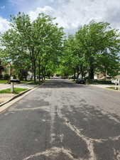 View of asphalt road with curbs