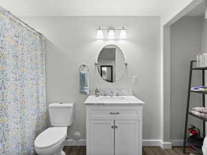 New basement bathroom with closet