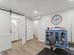 New basement bedroom with en-suite bathroom w/barn door