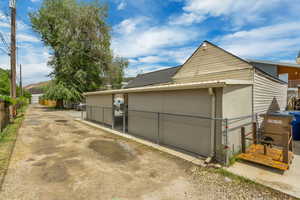 Garage with fence