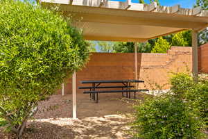 Covered Picnic Table by Pool