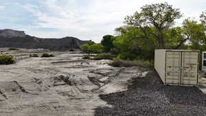 View of yard with a mountain view