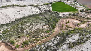 Aerial view of property and surrounding area with rural landscape