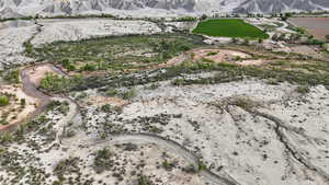 Aerial overview of property's location with mountains