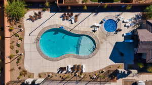 Aerial view of a pool area
