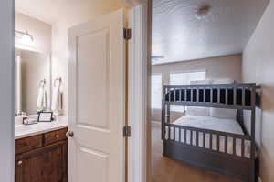 Bedroom with carpet floors