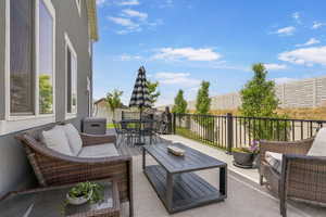 Trex deck featuring outdoor dining space and an outdoor living space