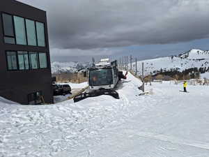 Snowcat on the bridge ready to go