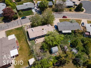 Aerial perspective of suburban area