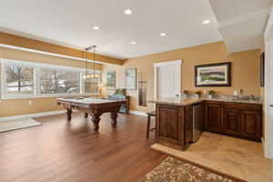 Rec room with billiards, healthy amount of natural light, recessed lighting, and baseboards