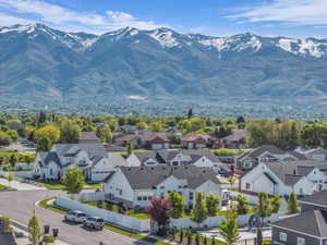 View of mountain background with nearby suburban area