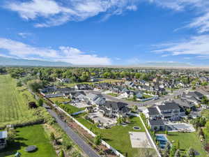Aerial perspective of suburban area