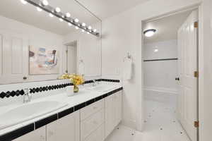 Double vanity lower level bathroom