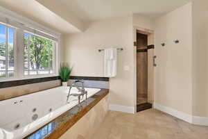 Spacious walk- in shower