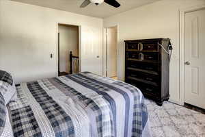 Bedroom featuring ceiling fan