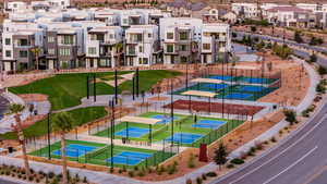 Aerial perspective of suburban area