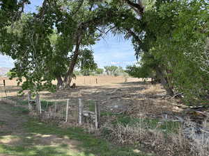 View of yard with a rural view and fence
