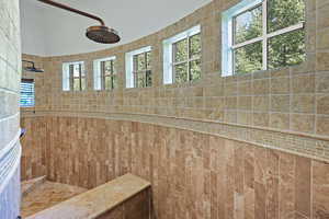 Bathroom with a tile shower