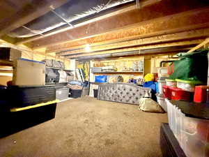 Unfinished lower floor with lots of storage