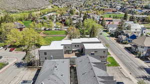 Aerial perspective of suburban area