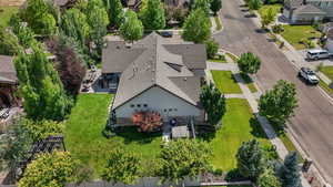 Aerial perspective of suburban area