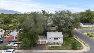 Bird's eye view of a mountain backdrop