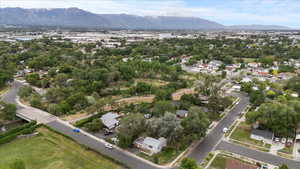 Aerial view of a mountainous background