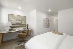A thoughtfully designed nook tucked into the bedroom, perfect for work or study. *Model