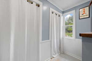 Hallway with laundry closet