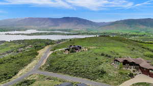 Bird's eye view of a water and mountain view