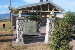 City pavilion with trail information
