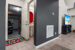 Half bath and access to 2 car garage