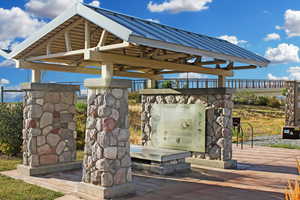 City pavilion with trail information