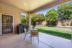 View of patio featuring area for grilling