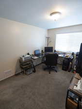 Home office with carpet floors