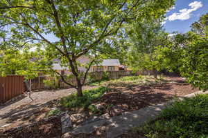 View of fenced backyard