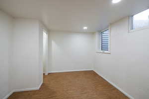 Below grade area featuring baseboards and recessed lighting